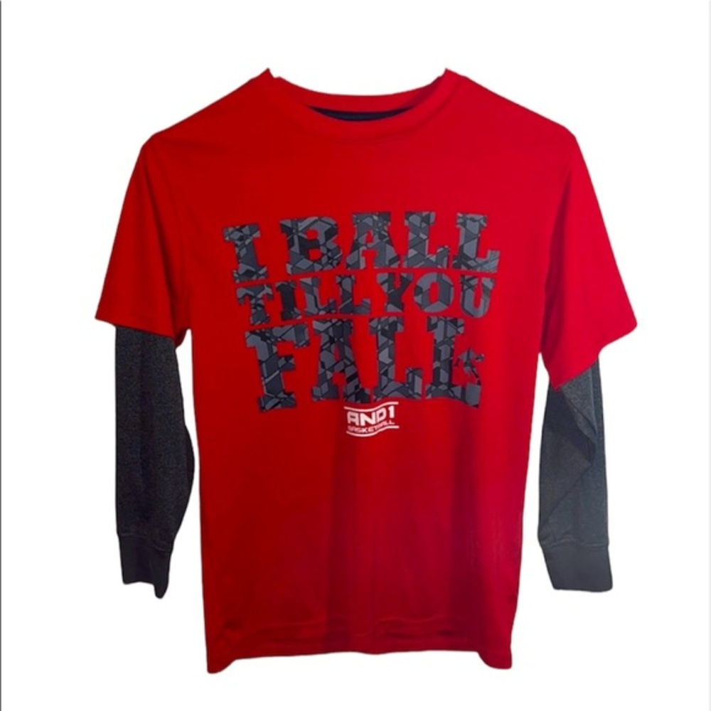 Boys Sz L (10/12) And1 Basketball Dri Fit long sleeve athletic performance shirt
